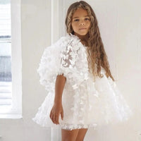 Robe ceremonie fille - papillons-blanche