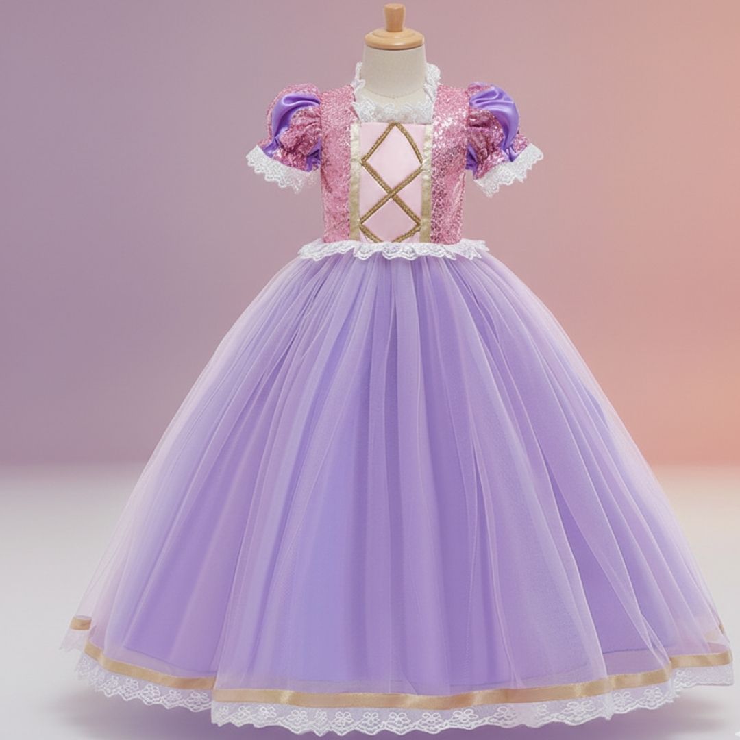 Costume Raiponce Princesse JerrisApparel – Robe Violette Avec Accessoires – Taille 90 à 150 Cm – Anniversaire, Fête, Déguisement – Lavage Main