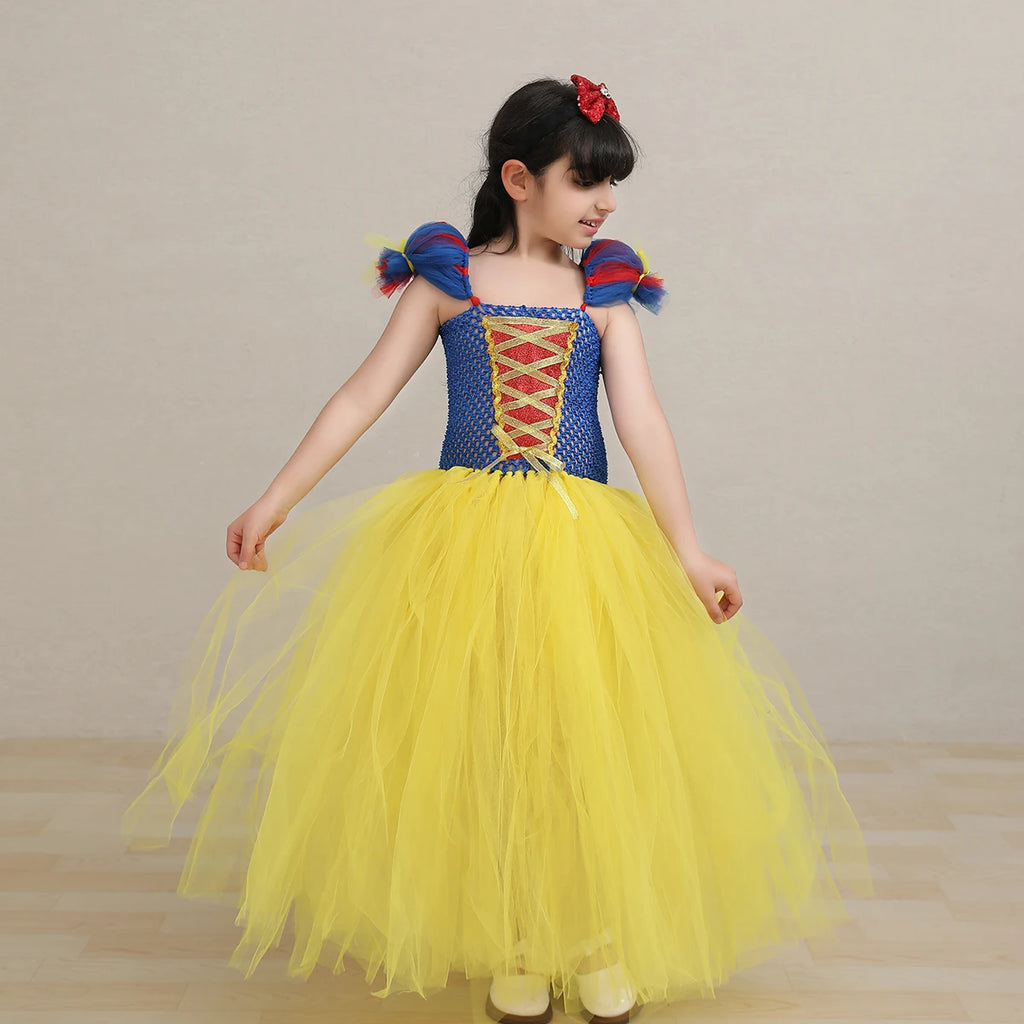 Déguisement Robe Princesse Blanche Neige Pour Enfant - Costume Complet Avec Cape Et Accessoires, 2-10 Ans
