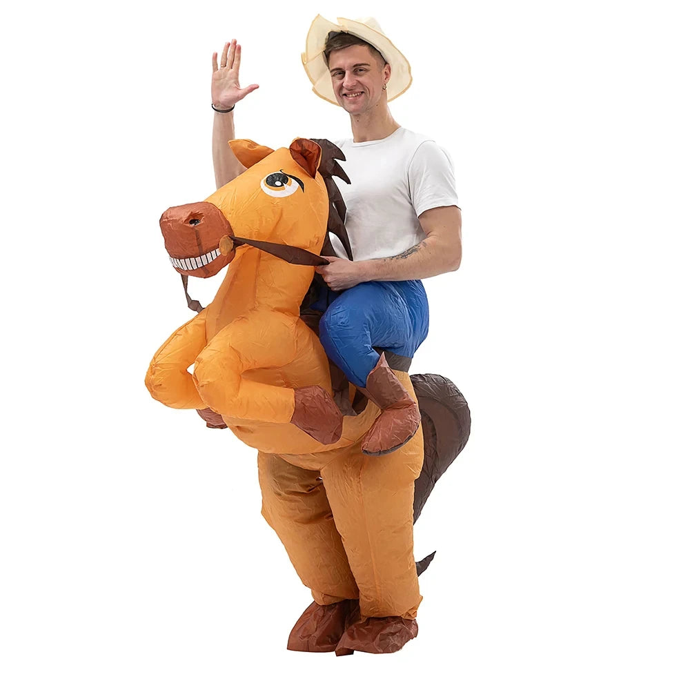 Déguisement Cheval Gonflable Adulte - Costume Unisexe Pour Fête, Halloween, Carnaval (Taille 150-190 Cm) - 9