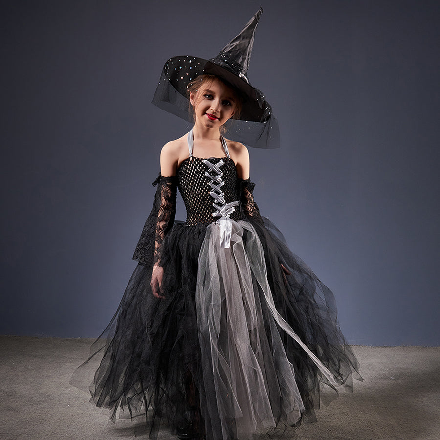 NebulaGlam Deguisement Halloween Enfant Sorciere, Costume Sorciere Enfant Avec Chapeau De Sorcière, Masques, Chapeaux De Sorcière Et Tutus, Enfants De 3 à 12 Ans, Pour Halloween Cosplay Fête Carnaval