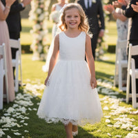 Robe Demoiselle d'honneur fillette-blanche
