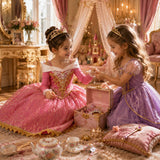 Robe - Princesse filette -Rose - Chez Mamie GiGi