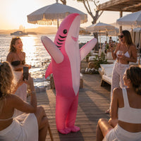Deguisement requin gonflable-rose