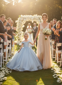 Robes fillette mariage - bleu