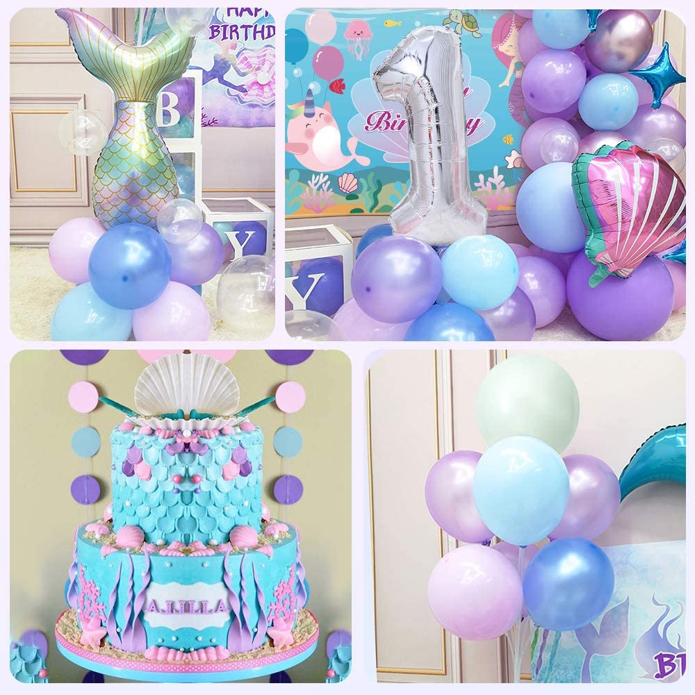 Set d'anniversaire sirène - Âge : 4 ans - Ballons sirène / sirène