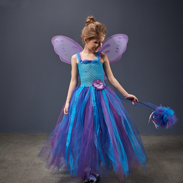 Robe de princesse bleue - Papillons - Chez Mamie Gigi